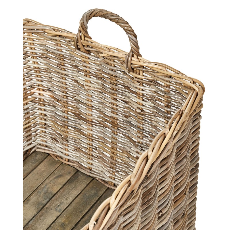 Zestaw 2 koszy KITIM Z kółkami Rattan Naturalny Zestaw 2 koszy KITIM Z kółkami Rattan Naturalny