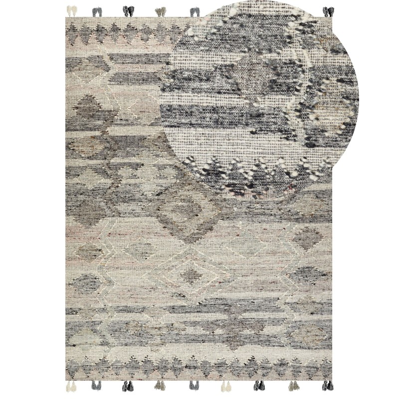 Dywan wełniany kilim 160 x 230 cm szary ARATASHEN Dywan wełniany kilim 160 x 230 cm szary ARATASHEN
