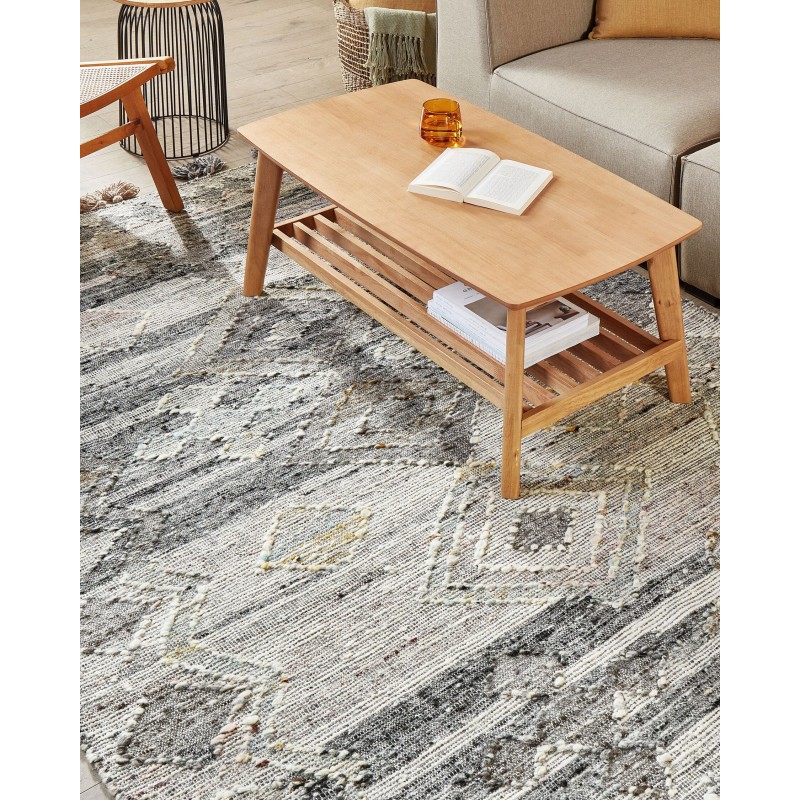 Dywan wełniany kilim 160 x 230 cm szary ARATASHEN Dywan wełniany kilim 160 x 230 cm szary ARATASHEN
