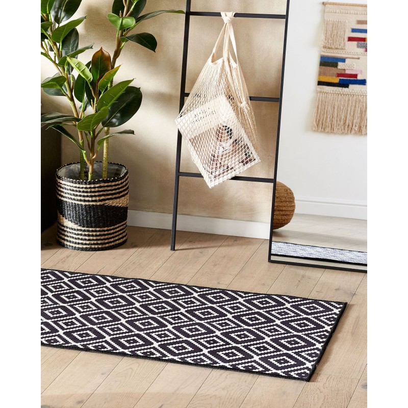 Dywan 60 x 200 cm czarno-biały KARUNGAL Dywan 60 x 200 cm czarno-biały KARUNGAL