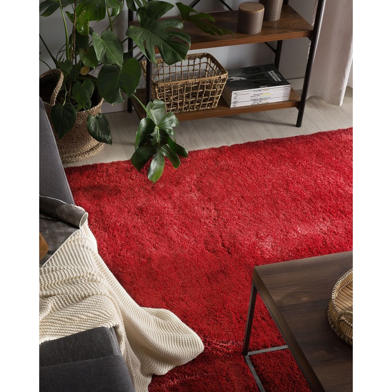 Dywan shaggy 160 x 230 cm czerwony EVREN Dywan shaggy 160 x 230 cm czerwony EVREN