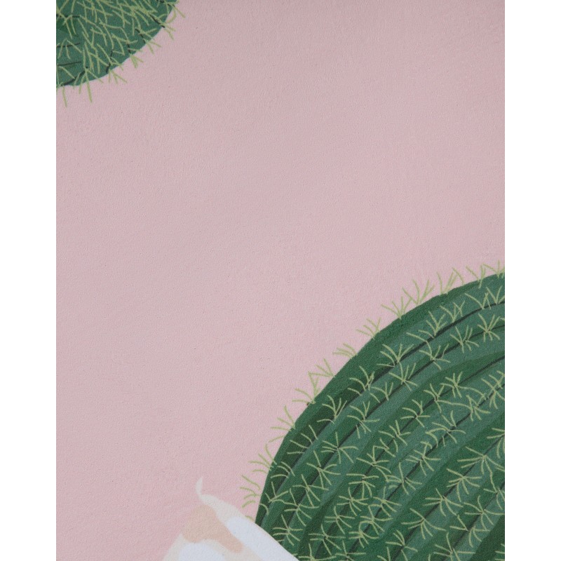 Dywan okrągły w kaktusy ⌀ 120 cm różowy ELDIVAN Dywan okrągły w kaktusy ⌀ 120 cm różowy ELDIVAN