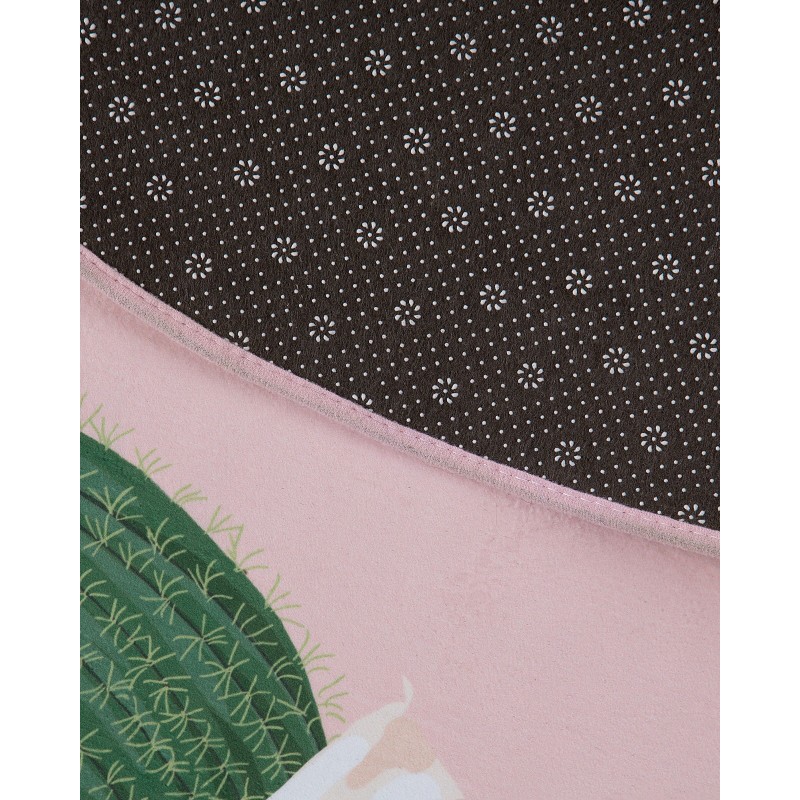 Dywan okrągły w kaktusy ⌀ 120 cm różowy ELDIVAN Dywan okrągły w kaktusy ⌀ 120 cm różowy ELDIVAN