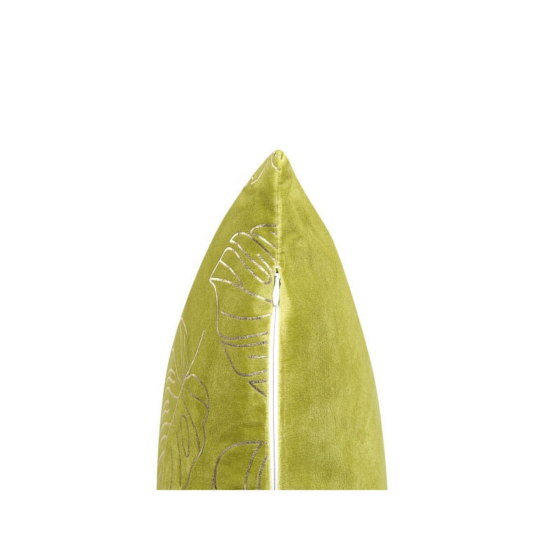 Zestaw 2 poduszek dekoracyjnych DELICIOSA Welur 45 x 45 cm Jasnozielony Wzór roślinny Zestaw 2 poduszek dekoracyjnych DELICIOSA Welur 45 x 45 cm Jasnozielony Wzór roślinny