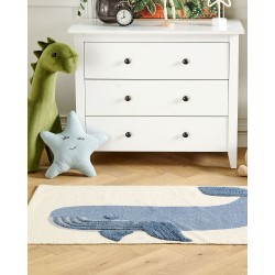 Dywan dziecięcy bawełniany motyw wieloryba 80 x 150 cm beżowo-niebieski SELAI Dywan dziecięcy bawełniany motyw wieloryba 80 x 150 cm beżowo-niebieski SELAI