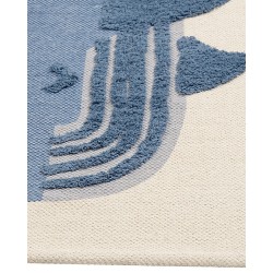 Dywan dziecięcy bawełniany motyw wieloryba 80 x 150 cm beżowo-niebieski SELAI Dywan dziecięcy bawełniany motyw wieloryba 80 x 150 cm beżowo-niebieski SELAI