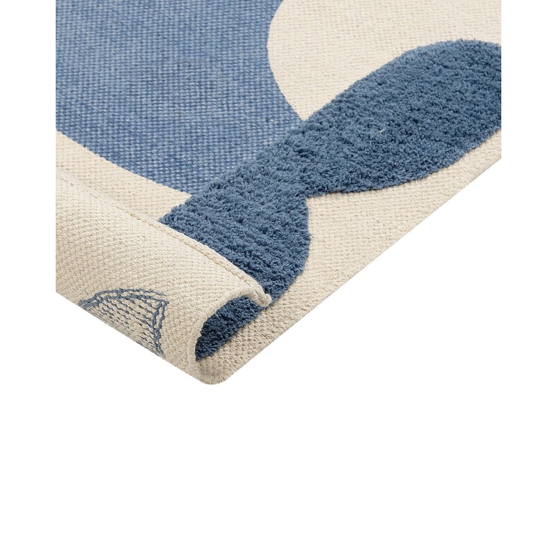 Dywan dziecięcy bawełniany motyw wieloryba 80 x 150 cm beżowo-niebieski SELAI Dywan dziecięcy bawełniany motyw wieloryba 80 x 150 cm beżowo-niebieski SELAI