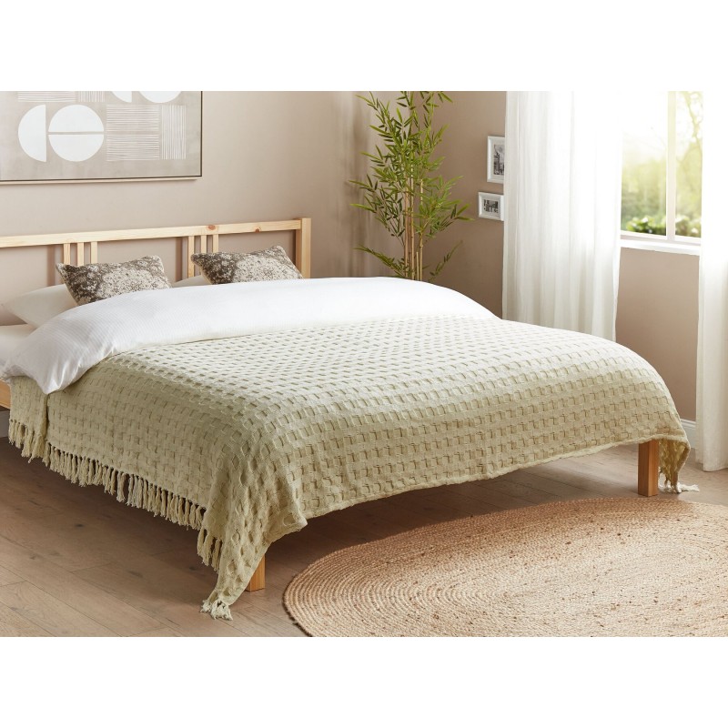 Narzuta na łóżko BERE Bawełna 200 x 220 cm Złamana biel Narzuta na łóżko BERE Bawełna 200 x 220 cm Złamana biel