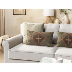Poduszka dekoracyjna KATORA Juta 30 x 50 cm Zielony Wzór orientalny Poduszka dekoracyjna KATORA Juta 30 x 50 cm Zielony Wzór orientalny
