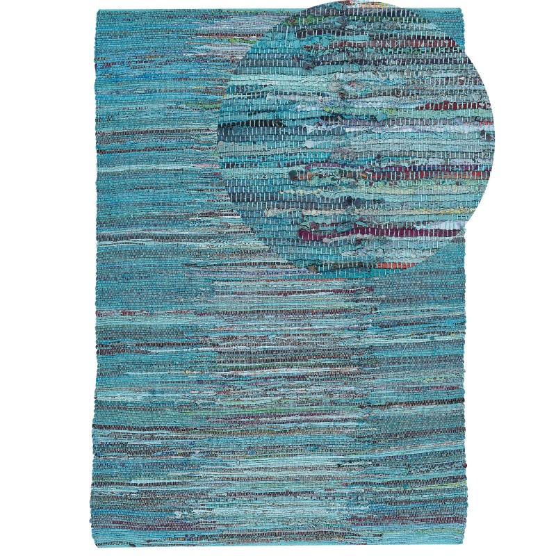Dywan bawełniany 160 x 230 cm niebieski MERSIN Dywan bawełniany 160 x 230 cm niebieski MERSIN