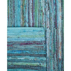 Dywan bawełniany 160 x 230 cm niebieski MERSIN Dywan bawełniany 160 x 230 cm niebieski MERSIN