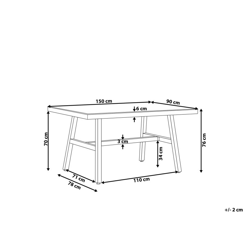 Stół ogrodowy CANETTO 150 cm 90 cm Szkło Czarny Stół ogrodowy CANETTO 150 cm 90 cm Szkło Czarny