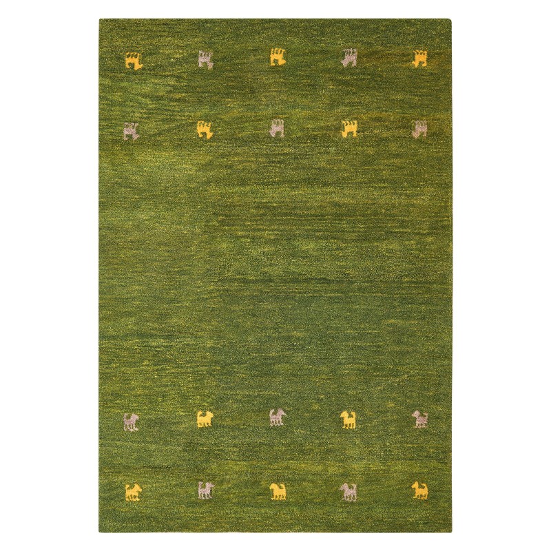 Dywan wełniany gabbeh 160 x 230 cm zielony YULAFI Dywan wełniany gabbeh 160 x 230 cm zielony YULAFI