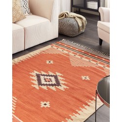 Dywan bawełniany kilim 140 x 200 cm pomarańczowy GAVAR Dywan bawełniany kilim 140 x 200 cm pomarańczowy GAVAR