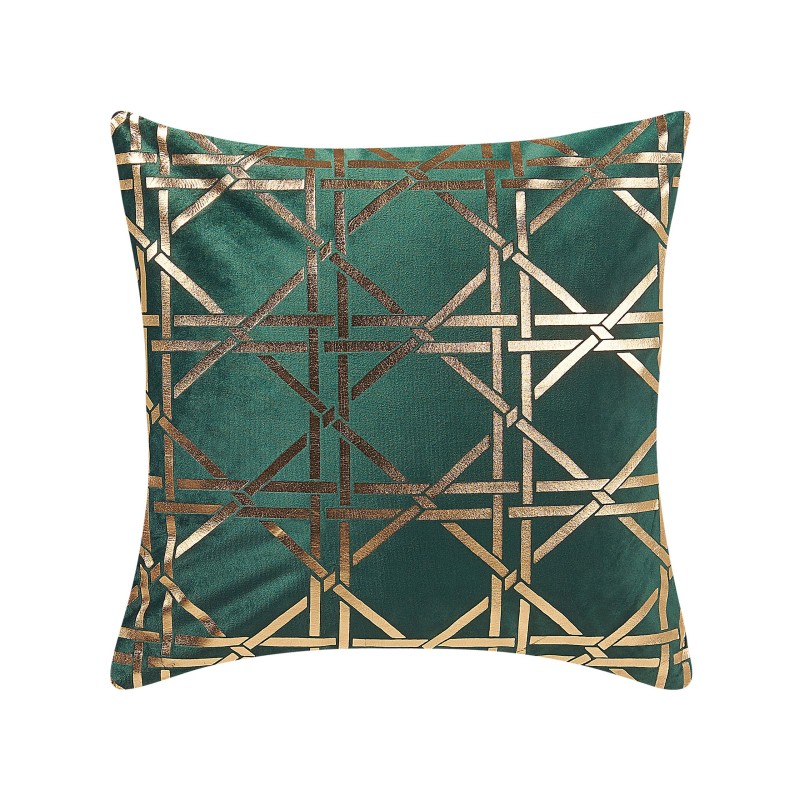 Zestaw 2 poduszek dekoracyjnych CASSIA 45 x 45 cm Ciemnozielony Wzór geometryczny Zestaw 2 poduszek dekoracyjnych CASSIA 45 x 45 cm Ciemnozielony Wzór geometryczny