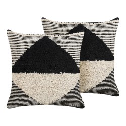 Zestaw 2 poduszek dekoracyjnych KHORA Bawełna 50 x 50 cm Czarny Wzór geometryczny
