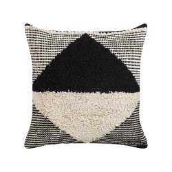 Zestaw 2 poduszek dekoracyjnych KHORA Bawełna 50 x 50 cm Czarny Wzór geometryczny Zestaw 2 poduszek dekoracyjnych KHORA Bawełna 50 x 50 cm Czarny Wzór geometryczny