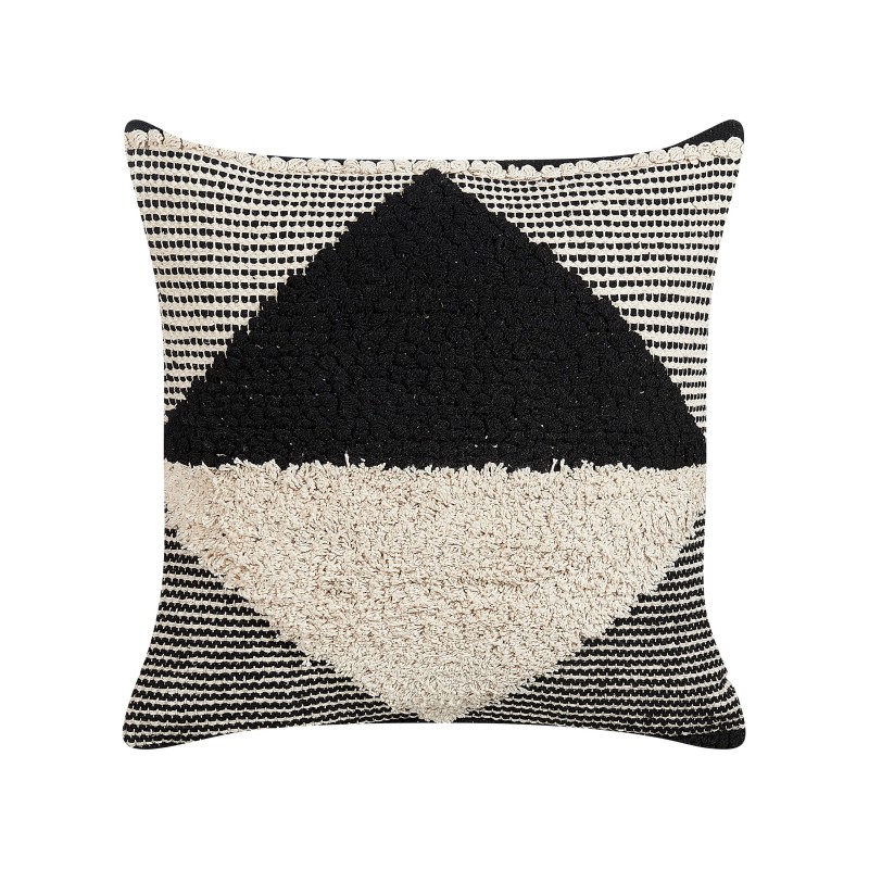 Zestaw 2 poduszek dekoracyjnych KHORA Bawełna 50 x 50 cm Czarny Wzór geometryczny Zestaw 2 poduszek dekoracyjnych KHORA Bawełna 50 x 50 cm Czarny Wzór geometryczny