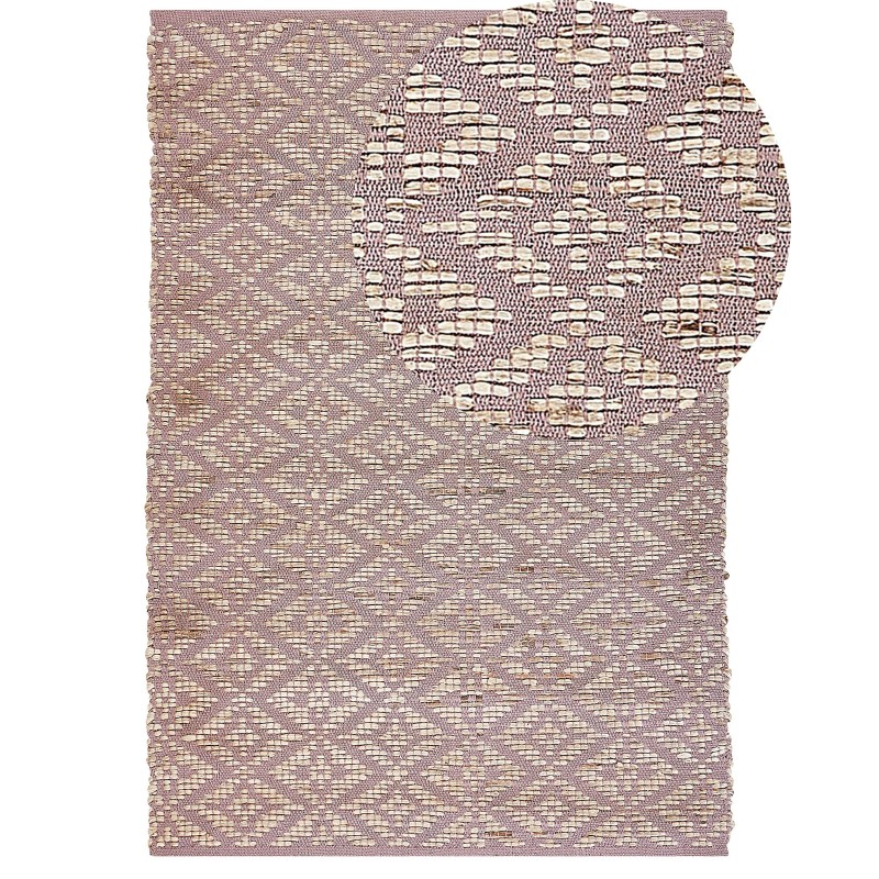 Dywan bawełniany 160 x 230 cm beżowy z różowym GERZE Dywan bawełniany 160 x 230 cm beżowy z różowym GERZE