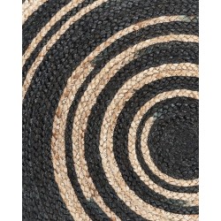 Dywan okrągły z juty ⌀ 140 cm beżowo-czarny ARTORA Dywan okrągły z juty ⌀ 140 cm beżowo-czarny ARTORA