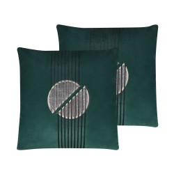 Zestaw 2 poduszek dekoracyjnych CEROPEGIA Welur 45 x 45 cm Szmaragdowy Wzór geometryczny