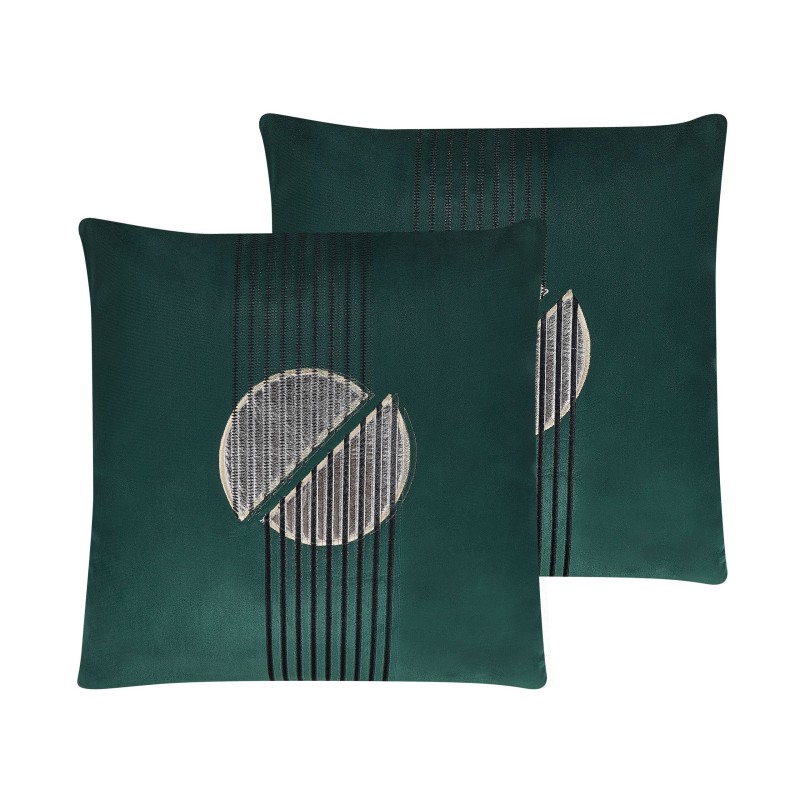 Zestaw 2 poduszek dekoracyjnych CEROPEGIA Welur 45 x 45 cm Szmaragdowy Wzór geometryczny Zestaw 2 poduszek dekoracyjnych CEROPEGIA Welur 45 x 45 cm Szmaragdowy Wzór geometryczny