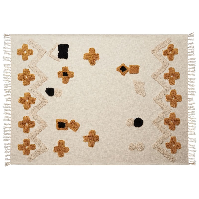 Koc ADONI Bawełna 130 x 180 cm Beżowy Koc ADONI Bawełna 130 x 180 cm Beżowy