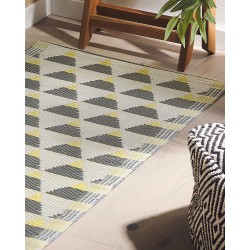 Dywan zewnętrzny 60 x 105 cm szaro-żółty HISAR Dywan zewnętrzny 60 x 105 cm szaro-żółty HISAR