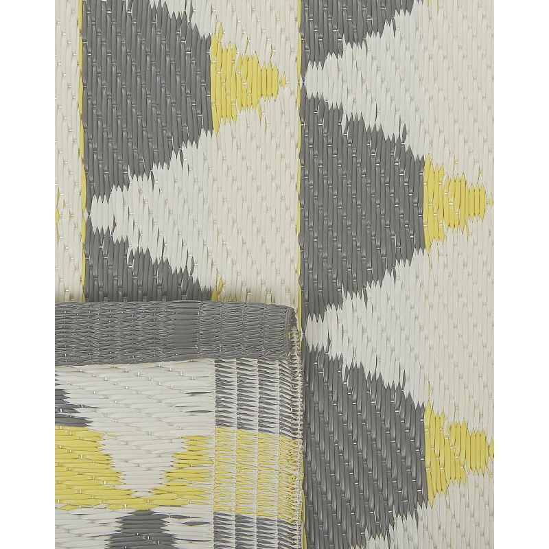 Dywan zewnętrzny 60 x 105 cm szaro-żółty HISAR Dywan zewnętrzny 60 x 105 cm szaro-żółty HISAR