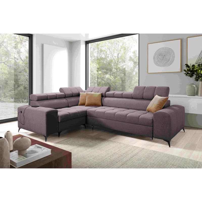 Venna II - Luxuriöse Ecksofa mit Schlaffunktion, USB-Anschluss und Bar | [Twoja Firma]