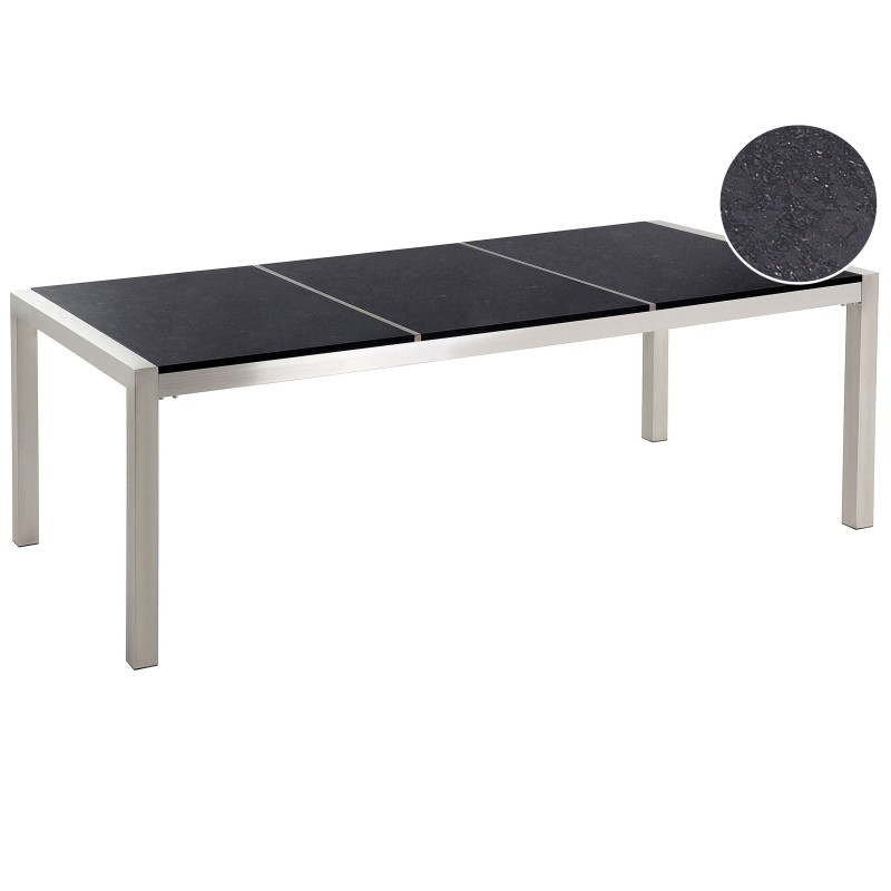 Stół ogrodowy GROSSETO 220 cm 100 cm Polerowany Granit Czarny Stół ogrodowy GROSSETO 220 cm 100 cm Polerowany Granit Czarny