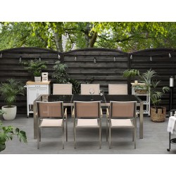 Stół ogrodowy GROSSETO 220 cm 100 cm Polerowany Granit Czarny Stół ogrodowy GROSSETO 220 cm 100 cm Polerowany Granit Czarny