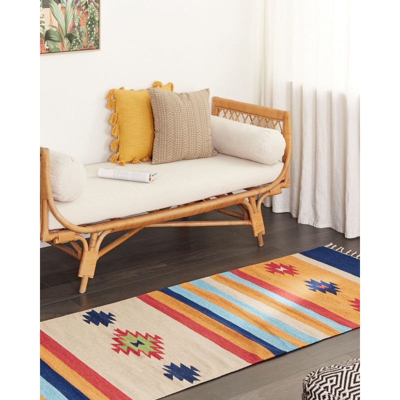 Dywan bawełniany kilim 80 x 300 cm wielokolorowy TARONIK Dywan bawełniany kilim 80 x 300 cm wielokolorowy TARONIK