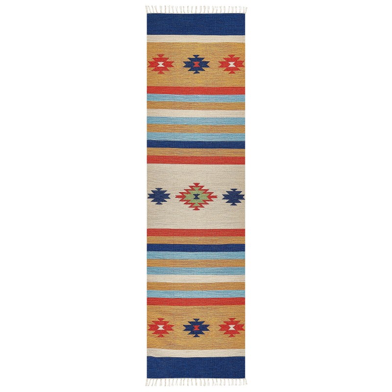 Dywan bawełniany kilim 80 x 300 cm wielokolorowy TARONIK Dywan bawełniany kilim 80 x 300 cm wielokolorowy TARONIK
