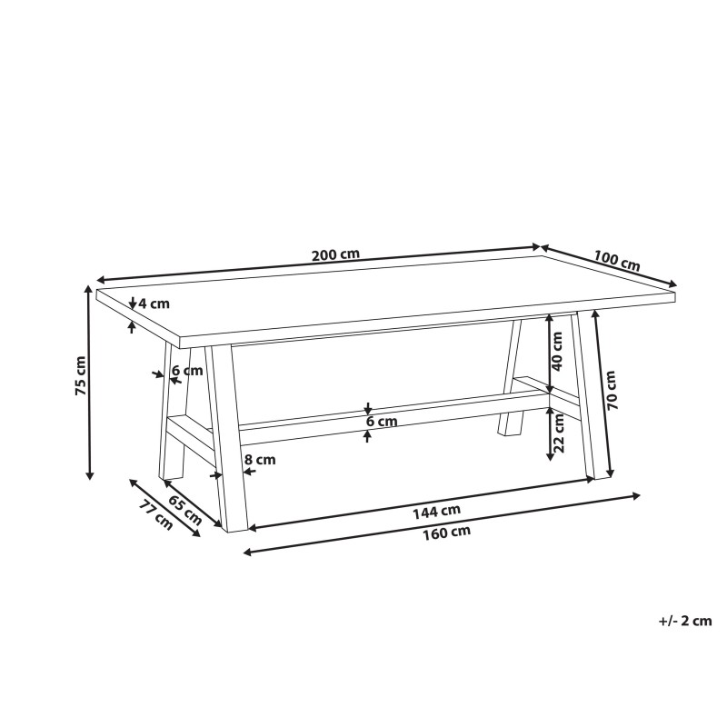 Stół ogrodowy TONNARE 100 cm 200 cm Beton Szary Stół ogrodowy TONNARE 100 cm 200 cm Beton Szary