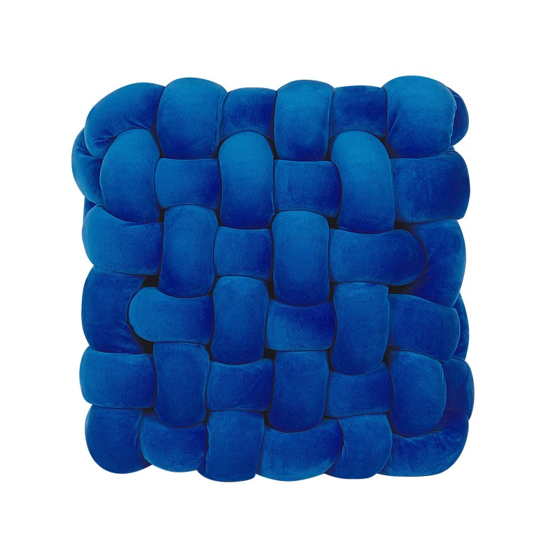 Welurowa poduszka dekoracyjna supeł 30 x 30 cm niebieska SIRALI Welurowa poduszka dekoracyjna supeł 30 x 30 cm niebieska SIRALI