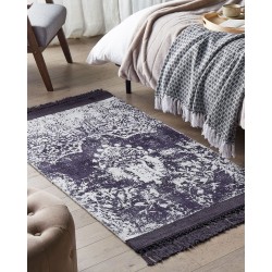 Dywan z wiskozy 80 x 150 cm fioletowy z białym AKARSU Dywan z wiskozy 80 x 150 cm fioletowy z białym AKARSU