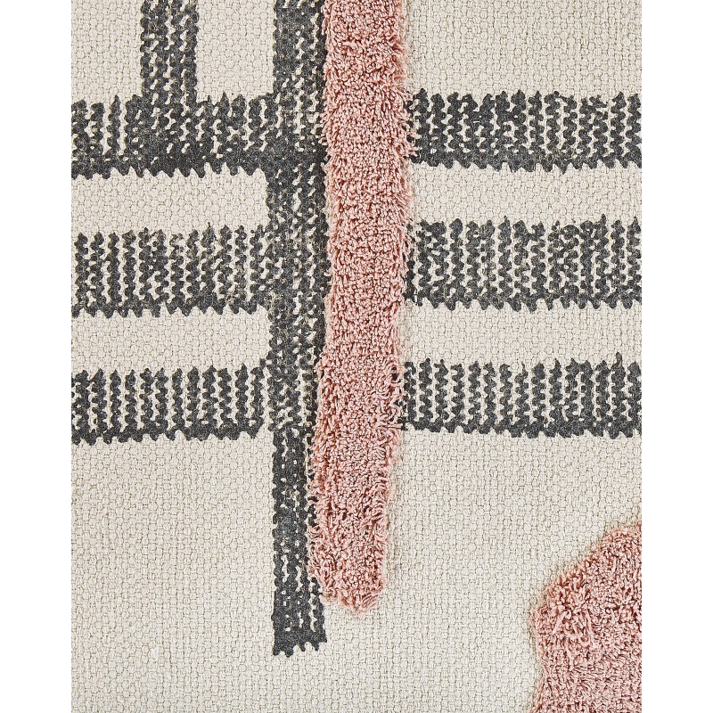 Dywan bawełniany 140 x 200 cm beżowo-czarny MURADIYE Dywan bawełniany 140 x 200 cm beżowo-czarny MURADIYE