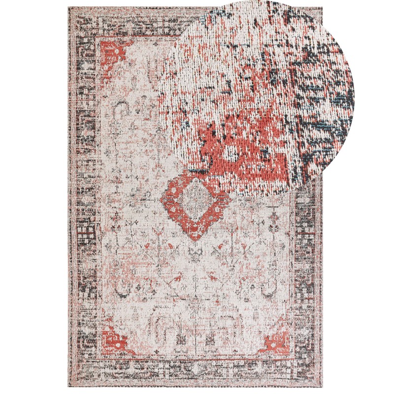 Dywan bawełniany 160 x 230 cm czerwony z beżowym ATTERA Dywan bawełniany 160 x 230 cm czerwony z beżowym ATTERA