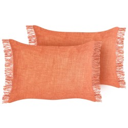 Zestaw 2 poduszek dekoracyjnych MABA Bawełna 50 x 35 cm Pomarańczowy Jednolity Zestaw 2 poduszek dekoracyjnych MABA Bawełna 50 x 35 cm Pomarańczowy Jednolity