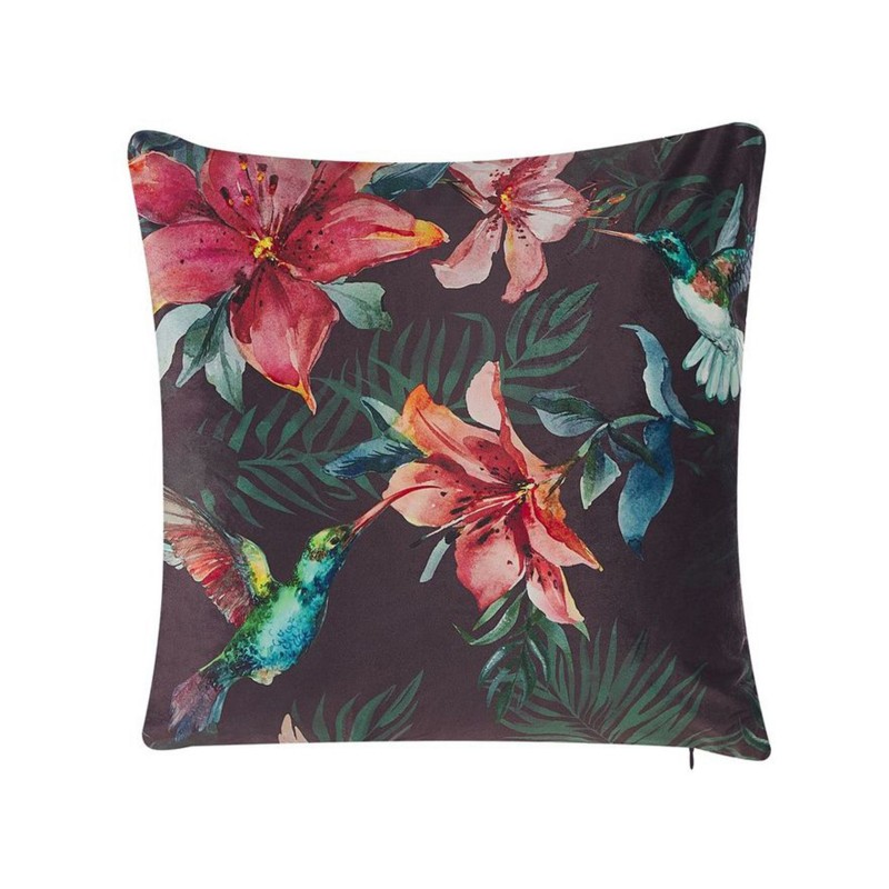 Zestaw 2 poduszek dekoracyjnych DICHONDRA Welur 45 x 45 cm Kolorowy Wzór kwiatowy Zestaw 2 poduszek dekoracyjnych DICHONDRA Welur 45 x 45 cm Kolorowy Wzór kwiatowy
