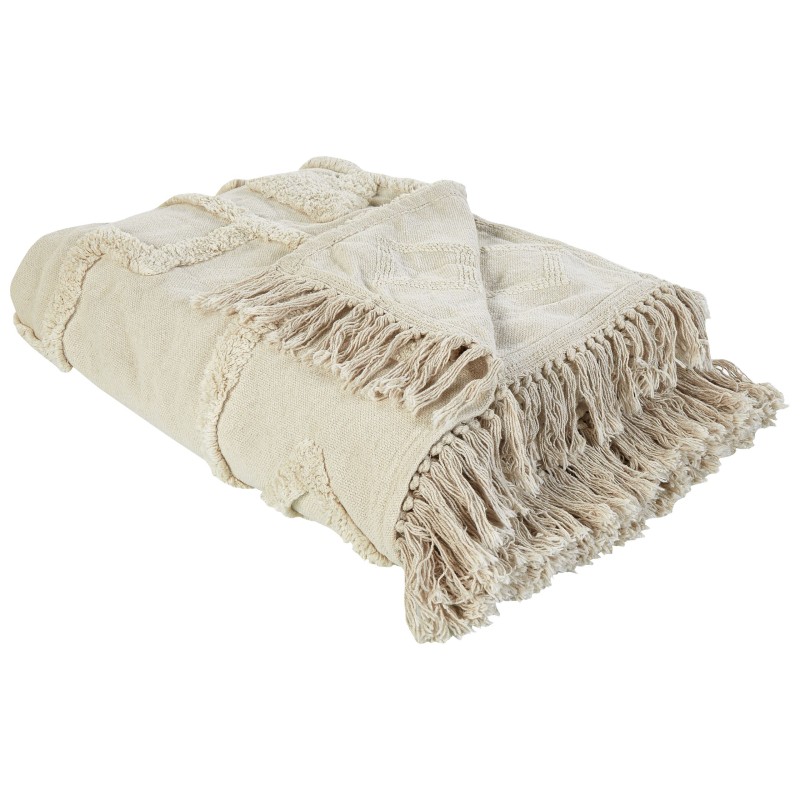 Koc CHACK Bawełna 200 x 220 cm Beżowy Koc CHACK Bawełna 200 x 220 cm Beżowy