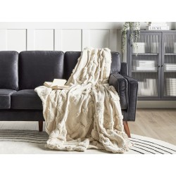Koc CHACK Bawełna 200 x 220 cm Beżowy Koc CHACK Bawełna 200 x 220 cm Beżowy