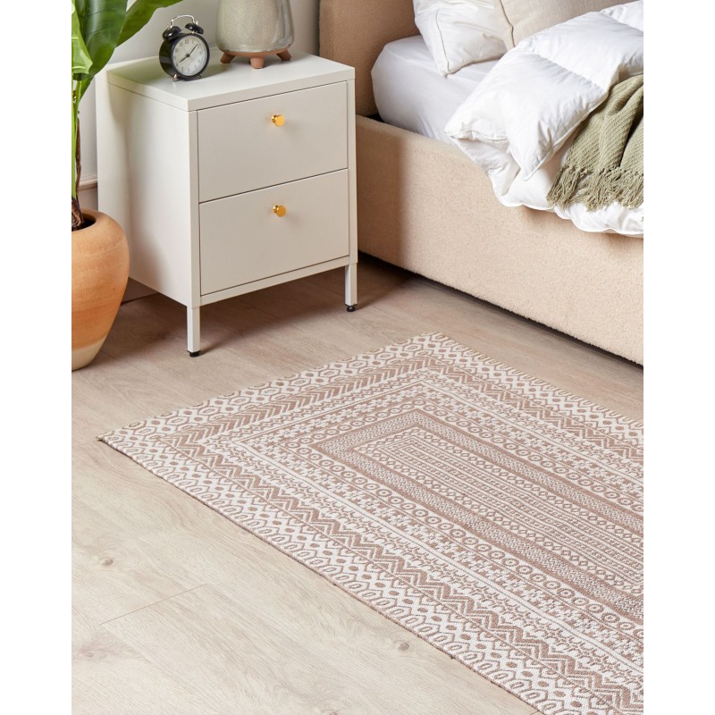 Dywan 80 x 150 cm beżowo-biały BAGLAR Dywan 80 x 150 cm beżowo-biały BAGLAR
