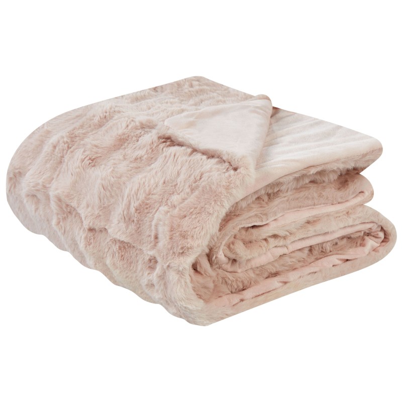 Koc SALKA Sztuczne futro 200 x 220 cm Pastelowy róż Koc SALKA Sztuczne futro 200 x 220 cm Pastelowy róż