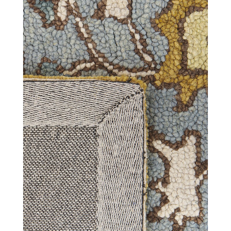 Dywan wełniany 200 x 200 cm żółto-niebieski MUCUR Dywan wełniany 200 x 200 cm żółto-niebieski MUCUR