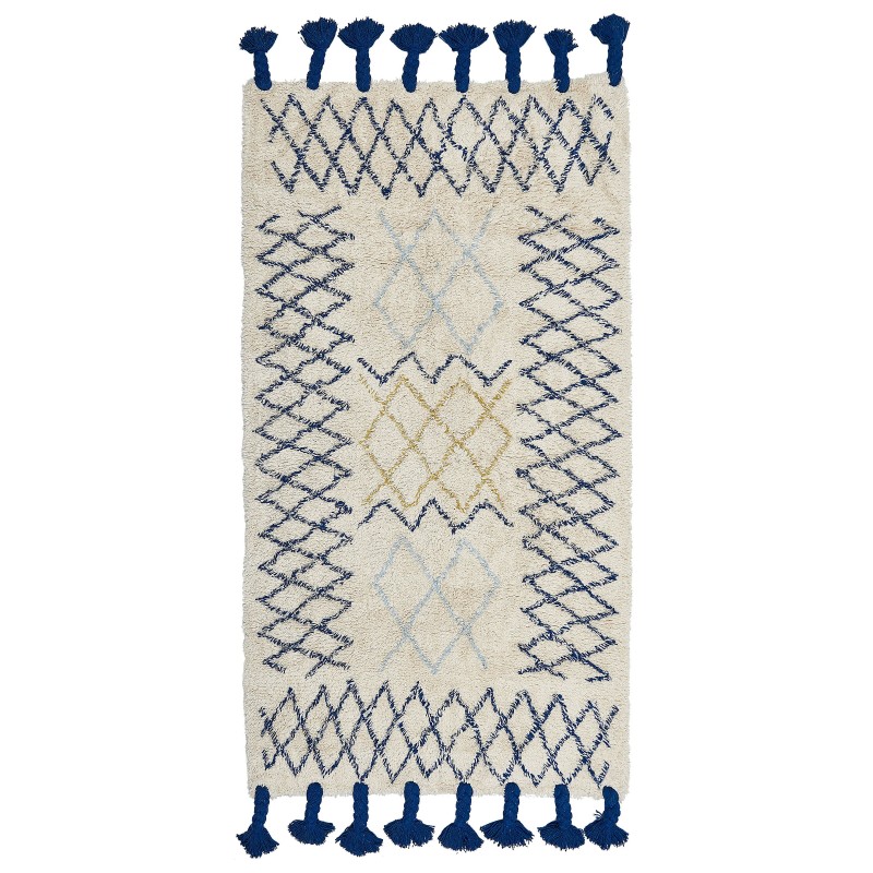 Dywan bawełniany 80 x 150 cm beżowo-niebieski ERZINCAN Dywan bawełniany 80 x 150 cm beżowo-niebieski ERZINCAN