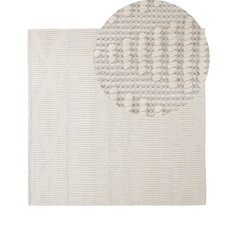 Dywan wełniany 200 x 200 cm beżowy LAPSEKI Dywan wełniany 200 x 200 cm beżowy LAPSEKI