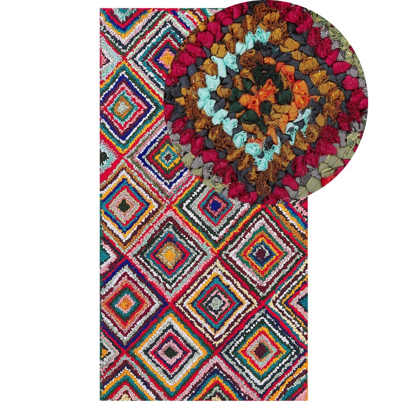 Dywan bawełniany 80 x 150 cm wielokolorowy KAISERI Dywan bawełniany 80 x 150 cm wielokolorowy KAISERI