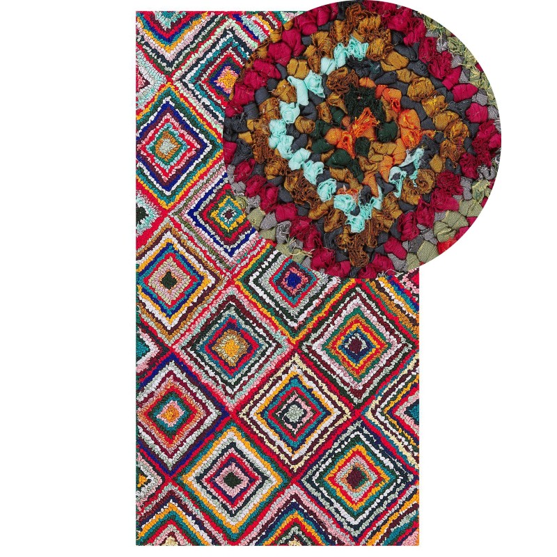 Dywan bawełniany 80 x 150 cm wielokolorowy KAISERI Dywan bawełniany 80 x 150 cm wielokolorowy KAISERI